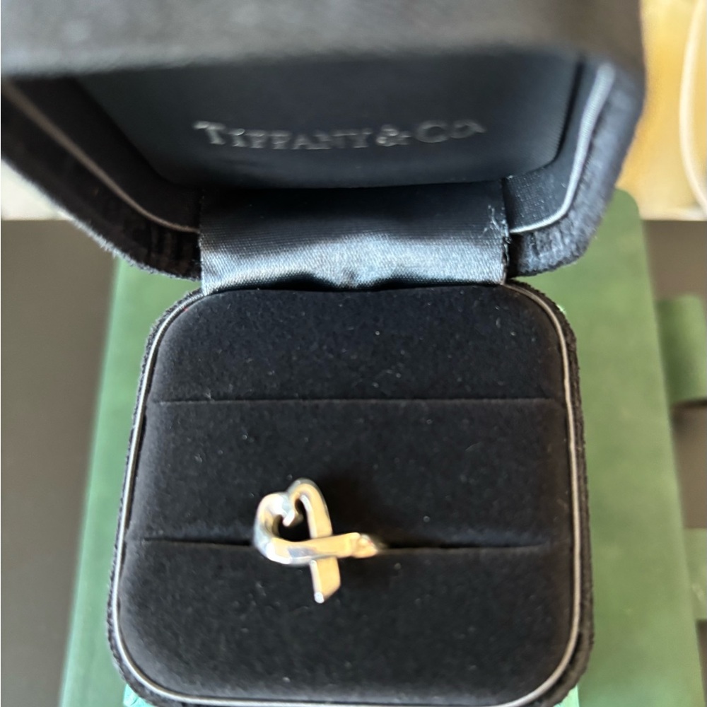 Tiffany & Co. Silver Ribbon Heart Ring
